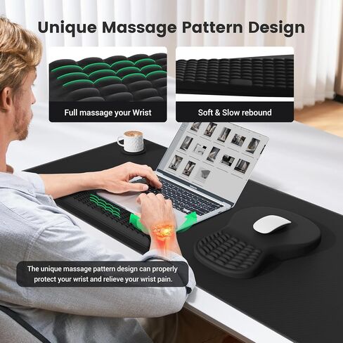 MEKASS Desk Mat Set, Large Mouse Pad and Keyboard Wrist Rest with Memory Foam & Non-Slip Base, 4-in-1 Ergonomic Mouse Pad Set, Computer Desk Pad Set with Coaster for Home Office (Black) in Saudi Arabia