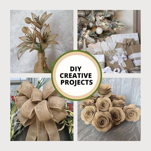 Natural Burlap Ribbon for Crafting — 3 Inch x 20 Yards Burlap Wired Ribbon for Christmas Home Decor Gift Wrapping DIY Crafts Wedding Bow Making Wreath in Saudi Arabia