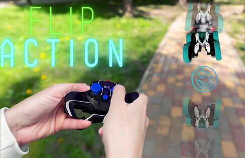 Dynamic 2.4GHz Stunt Car with Remote Control, Double-Sided 360-Degree Rotation, All-Wheel Drive Stunt Vehicle, with LED Lights, for Kids (Green) in Saudi Arabia