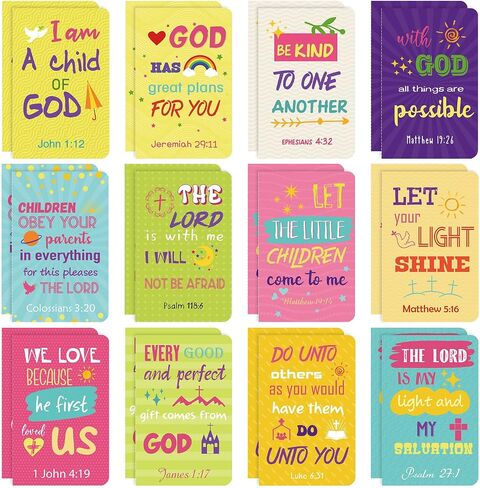 Faccito Bible Verse Notebook Christian Inspirational Mini Notepads Scripture Small Notebook Religious Motivational Small Pocket Notepads Christian Gifts for Kids School Office (Colorful,24 Pcs) in Saudi Arabia