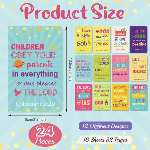 Faccito Bible Verse Notebook Christian Inspirational Mini Notepads Scripture Small Notebook Religious Motivational Small Pocket Notepads Christian Gifts for Kids School Office (Colorful,24 Pcs) in Saudi Arabia