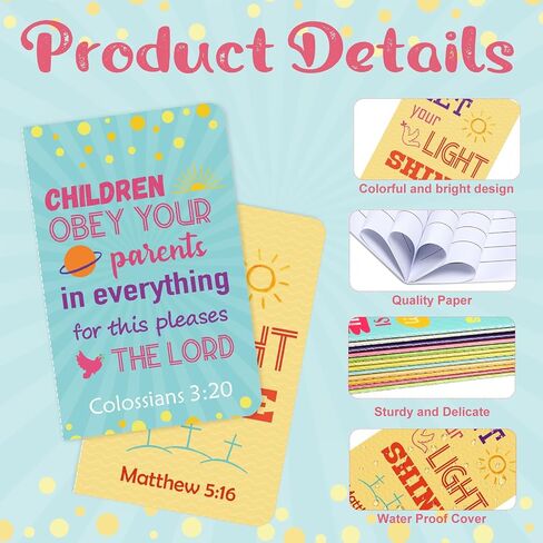 Faccito Bible Verse Notebook Christian Inspirational Mini Notepads Scripture Small Notebook Religious Motivational Small Pocket Notepads Christian Gifts for Kids School Office (Colorful,24 Pcs) in Saudi Arabia