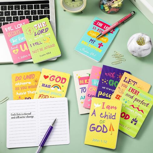 Faccito Bible Verse Notebook Christian Inspirational Mini Notepads Scripture Small Notebook Religious Motivational Small Pocket Notepads Christian Gifts for Kids School Office (Colorful,24 Pcs) in Saudi Arabia