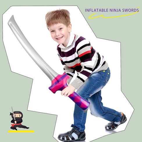 30 Pack 30 Inch Inflatable Ninja Katana Blow up Samurai Sword Inflatable Weapons for Kids Halloween Pool Birthday Party Supplies in Kuwait