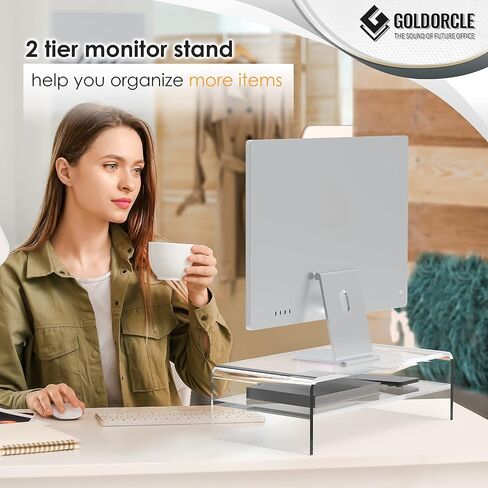 Acrylic Monitor Stand Riser Clear Computer Monitor Stand (Big) in Saudi Arabia