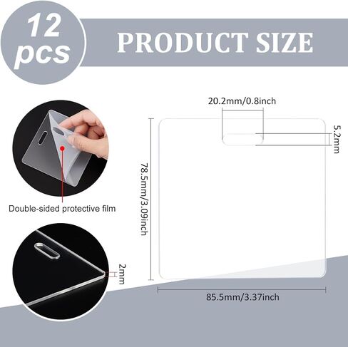 BENECREAT 12pcs Acrylic Badge Buddy, 3.1x3.3inch DIY Badge Buddy Blanks Set for Nurse, Teacher, Lab Tech, Receptionist, Hole: 20.2x5.2mm in Kuwait