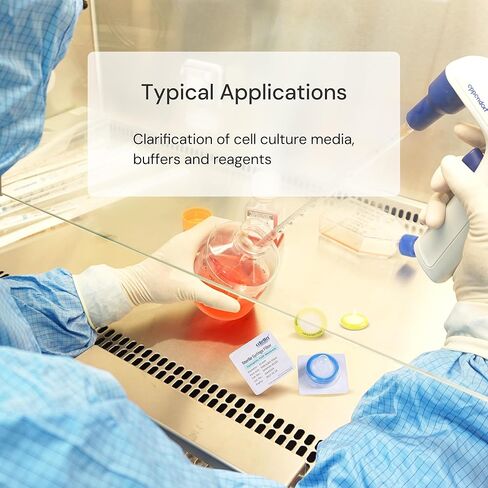 10PCS Syringe Filter PES Hydrophilic Filtration Sterile Lab Filters 0.22μm 25mm Membrane Diameter Individually Packed Yellow in Saudi Arabia