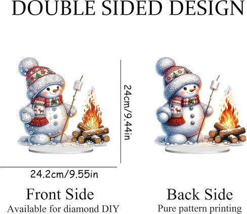 JJFox DIY Tabletop Diamond Art Painting Kit，Special Shaped Rhinestone Desk Placement Ornament，Home Stand Up Gem Painting Craft Kit，Gift，Double Sided. (Christmas Snowman-1) in Saudi Arabia