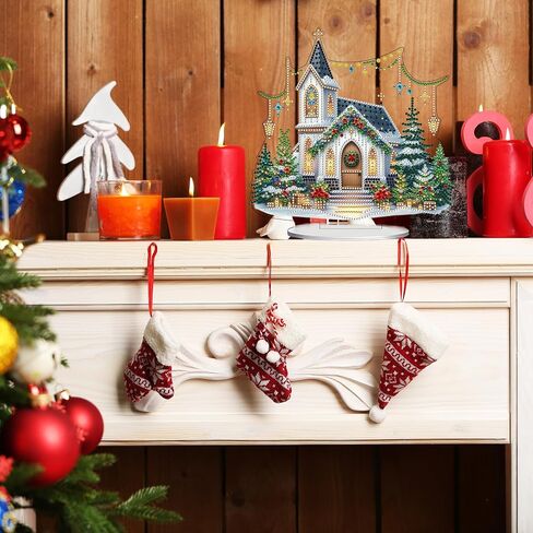 JJFox DIY Tabletop Diamond Art Painting Kit，Special Shaped Rhinestone Desk Placement Ornament，Home Stand Up Gem Painting Craft Kit，Gift，Double Sided. (Christmas Snowman-1) in Saudi Arabia