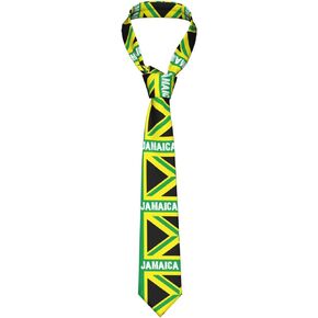 Men's Skinny Handsome Necktie Classic Luxury Jamaican Kingdom Flag Tie For Business Wedding Prom Party