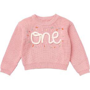AWIBMK Toddler Girls Boys Boho 1st Birthday Outfit Knitted Pullover Sweaters Fall Winter Cake Smash Clothes for Photo Shoot