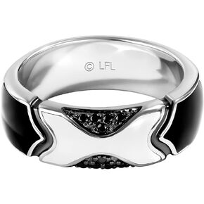 Jewelili Star Wars™ Fine Jewelry The Stormtrooper Women's Ring Black Diamond Accent and Ceramic Silver