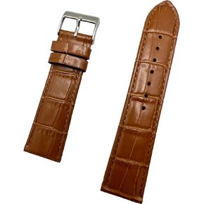 22mm Honey Brown Genuine Leather Watchband | Square Alligator Crocodile Grain, Lightly Padded Replacement Watchstrap that brings New Life to Any Watch (Mens Standard Length)