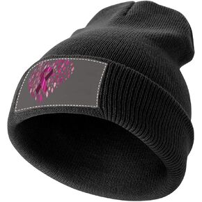 Breast Cancer Awareness Month Beanie Hats for Men Women Winter Pink Ribbon Hat Knit Cuffed Unisex Beanie