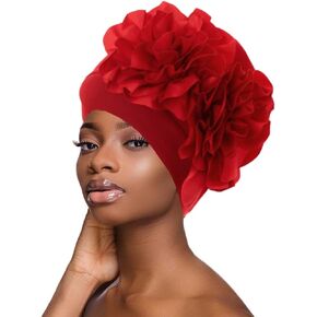 Urieo Flower Turban Head Wrap Vintage Headwrap Hats Elastic Beanie Head Scarf for Women