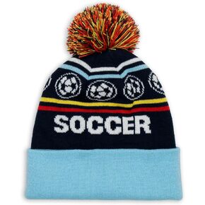ChalkTalkSPORTS Soccer Knitted Beanie Hat | Soccer Pom Beanies