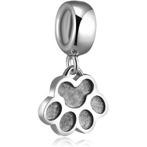 LAMOONY Puppy Dog Paw Dangle Charms 925 Sterling Silver Dog Charm Pet Charm Animal Footprint Charm for Diy Charms Bracelets