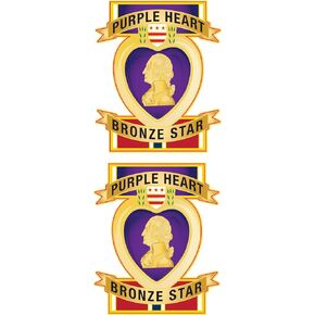 Combat Wounded Bronze Star Decals 4.5 Inch