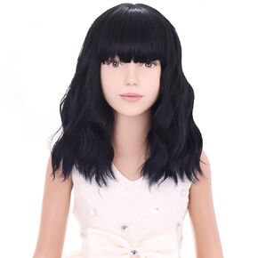 Kids Short Mix Blonde Wavy Curly Wigs Girls Blonde Wig with Bangs Synthetic Cosplay Hair Wig for kids Children