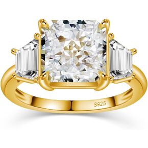 خاتم زركونيا مكعب 5 قيراط من الفضة الإسترليني عيار 925 خواتم ذهبية لامعة مشعة للنساء مناسبة لهدايا عيد الحب مقاس 8-10 in Kuwait