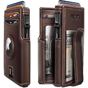 Airtag Wallet for Men,with Money Clip 10 Cards Metal Case Smart Slim Pop Up Credit Card Holder Flip with Magnetic Closure RFID Blocking wallet with Gift Box