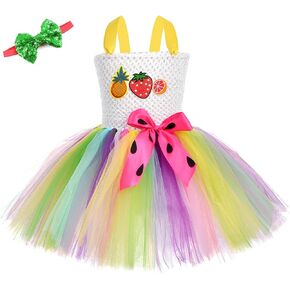 Tutu Dreams Happy Birthday Ice-cream Cone Costume for Girls 1-12Y Rainbow Tutu with Headband