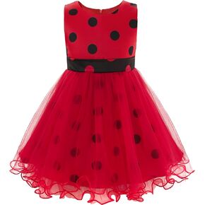 Girls Ladybug Costume Sleeveless Tutu Dress Halloween Party