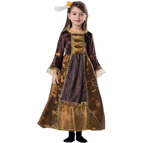 Dress Up America Renaissance Dress for Girls - Medieval Princess Costume - Brown Duchess Dress Up Includes Gown and Hair Pin