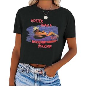 Hotter Than a Hoochie Coochie Crop T-Shirt Women Vintage Graphic Country Music Tees Beach Vacation Crop Tops