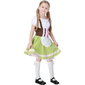 RABISS Kid Girls Oktoberfest Costume German Fraulein Bavarian Dirndl Dress Child Halloween Cute Beer Maid Costumes