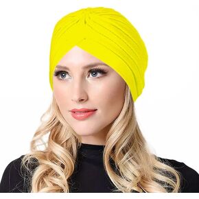 Soft Breathable Chemo Headwear Scarf Knot Fashion Pleated Turban Cap Beanie Sleep Hat Headwrap for Women