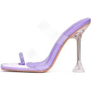 Cape Robbin Ayslynn Clear Sexy High Heels for Women, Transparent Square Open Toe Shoes Heels with Toe Ring