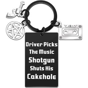 Funny Keychain Supernatural Tv Show Merchandise Gift Fan Music Lover Driver Picks The Music Shtgun Shts