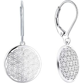 JO WISDOM 925 Sterling Silver Flower of Life Drop&Dangle Leverback Earrings