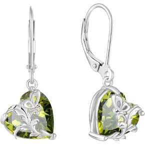Oskani Dangle Drop Leverback Earrings for Women, 925 Sterling Silver Butterfly Earrings with Haert Birthstone, Valentines, Mothers, Anniversary, Birthday Day Jewelry Gifts for Women Her in Kuwait