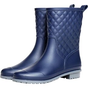 Women's Mid Calf Rain Boots Waterproof Rubber Booties Garden Shoes Outdoor Work