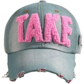 Take Flight Girls Triple Seven Women's Distress Denim Baseball Adjustable Cap Size 14.2x9.8 cm