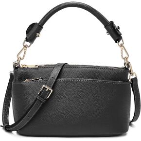 SHESTORY Women's Small Crossbody Bags Lady Cow Leather Shoulder Handbag Purse with 3 Shoulder Straps