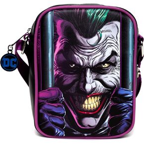 DC Comics Bag, Cross Body, DC Comics Joker Jail Break and Batman Comic Book Poses Black, Vegan Leather