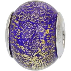 GlassOfVenice Murano Glass Sterling Silver Ca D'Oro Blue Charm Bead