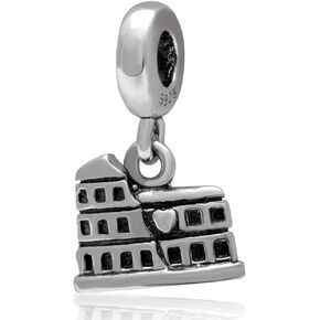 Roman Colosseum Charm 925 Sterling Silver Travel Charm Building Charm for Pandora Bracelet (Roman Colosseum)