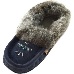 Laurentian Chief Women's Rabbit Fur Fleece Lined Moccasin