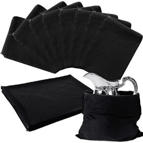Fumete 8 Pcs Silver Storage Bags Anti Tarnish Storage Bags Zippered Silver Protector Bags for Silverware Jewelry Keeper Silverplate Flatware Resistant Tarnish (Black, 24'' x 32'')