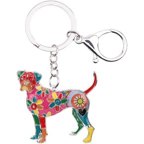 Enamel Alloy Boxer Dog Keychain Pet Charms Jewelry For Women Girls Bag Car Wallet
