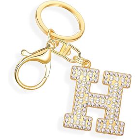 XGALBLA Gold/Silver Letter A-Z Keychain for Women Men Crystal with Pearl Purse Handbags Metal Alphabet Initial Key Ring