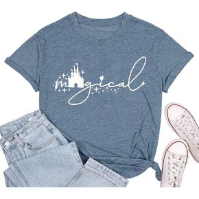 Magical Shirt for Women Magic Kingdom Tshirt Cute Castle Graphic Tees Family Vacation Shirts Short Sleeve Casual Tops