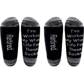 LEVLO Retirement Gift for Man Retired I've Worked My Whole Life For These Socks Cotton Socks for Husband