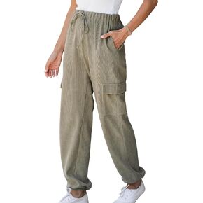 CUPSHE Women Pants Khaki Drawstring Cargo Joggers High-Rise Waist Long Pant Casual