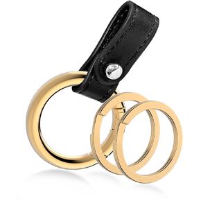 Idakekiy Zinc Alloy Key Rings Leather Part Button Key Clip Carabiner Keychain Split Keyrings for Men and Women