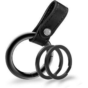 Idakekiy Zinc Alloy Key Rings Leather Part Button Key Clip Carabiner Keychain Split Keyrings for Men and Women